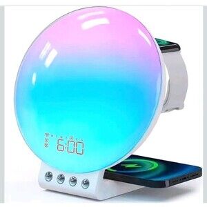 MOMILLA SRWW Sunrise Alarm Clock W/ Charging Dock For Apple/android White
